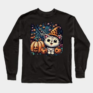 Happy Halloween by Kitten Long Sleeve T-Shirt